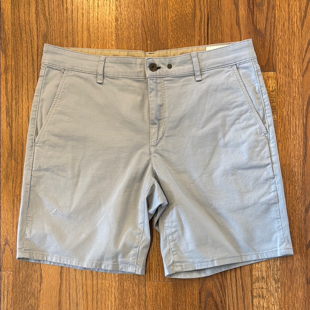Rag & Bone Blue Flat Front Shorts with Classic Straight Cut